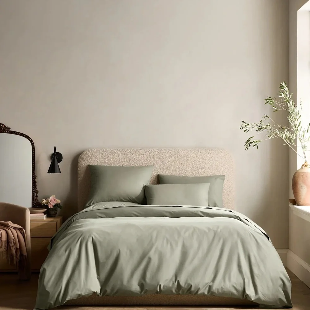 Quince Classic Organic Percale King Sham Set in Aloe